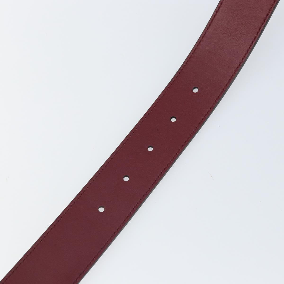 GUCCI Belt Leather 43.7"" Bordeaux Silver 387031 Auth ka1716V