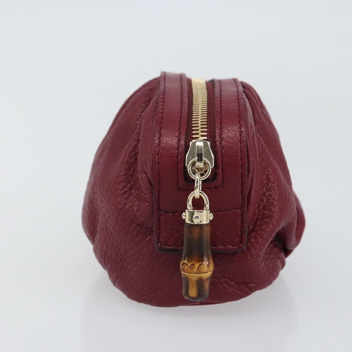 GUCCI Bamboo Pouch Leather Purple Gold 246174 Auth ka1718V