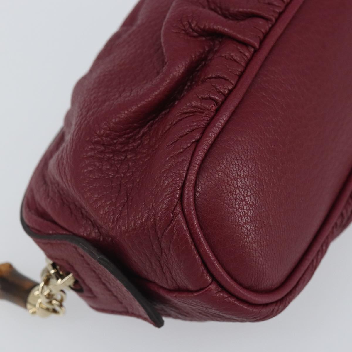 GUCCI Bamboo Pouch Leather Purple Gold 246174 Auth ka1718V