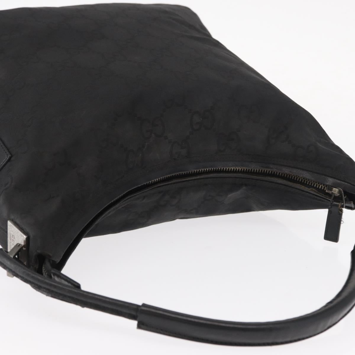 GUCCI GG Canvas Shoulder Bag Nylon Black Silver 001 3770 Auth ka172