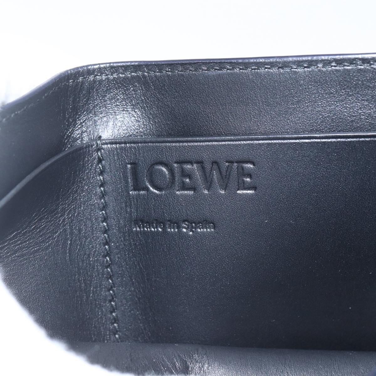 LOEWE Anagram Wallet Leather Navy Gold Auth ka1720M