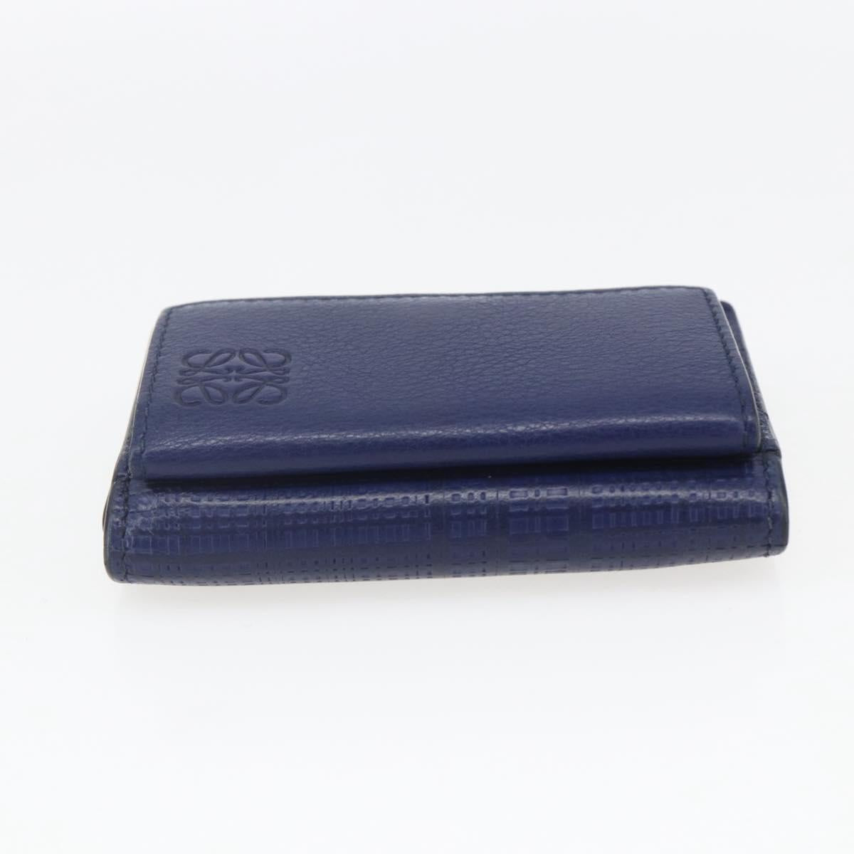 LOEWE Anagram Wallet Leather Navy Gold Auth ka1720M