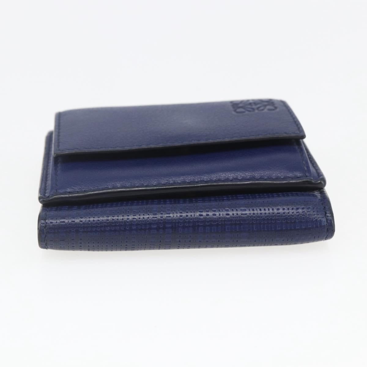 LOEWE Anagram Wallet Leather Navy Gold Auth ka1720M