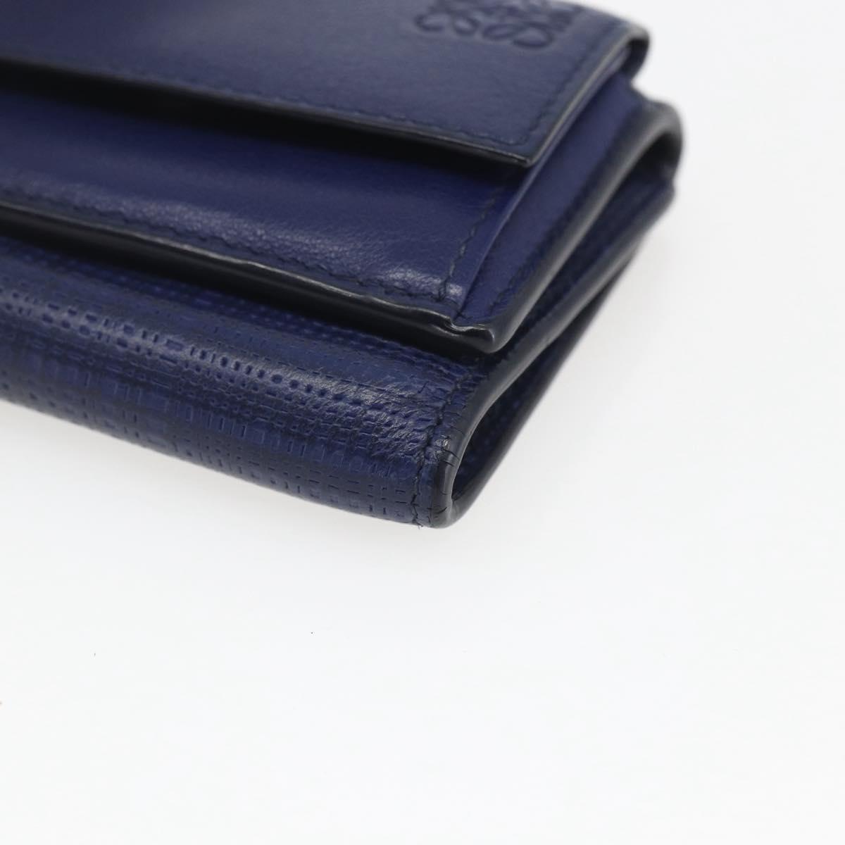 LOEWE Anagram Wallet Leather Navy Gold Auth ka1720M