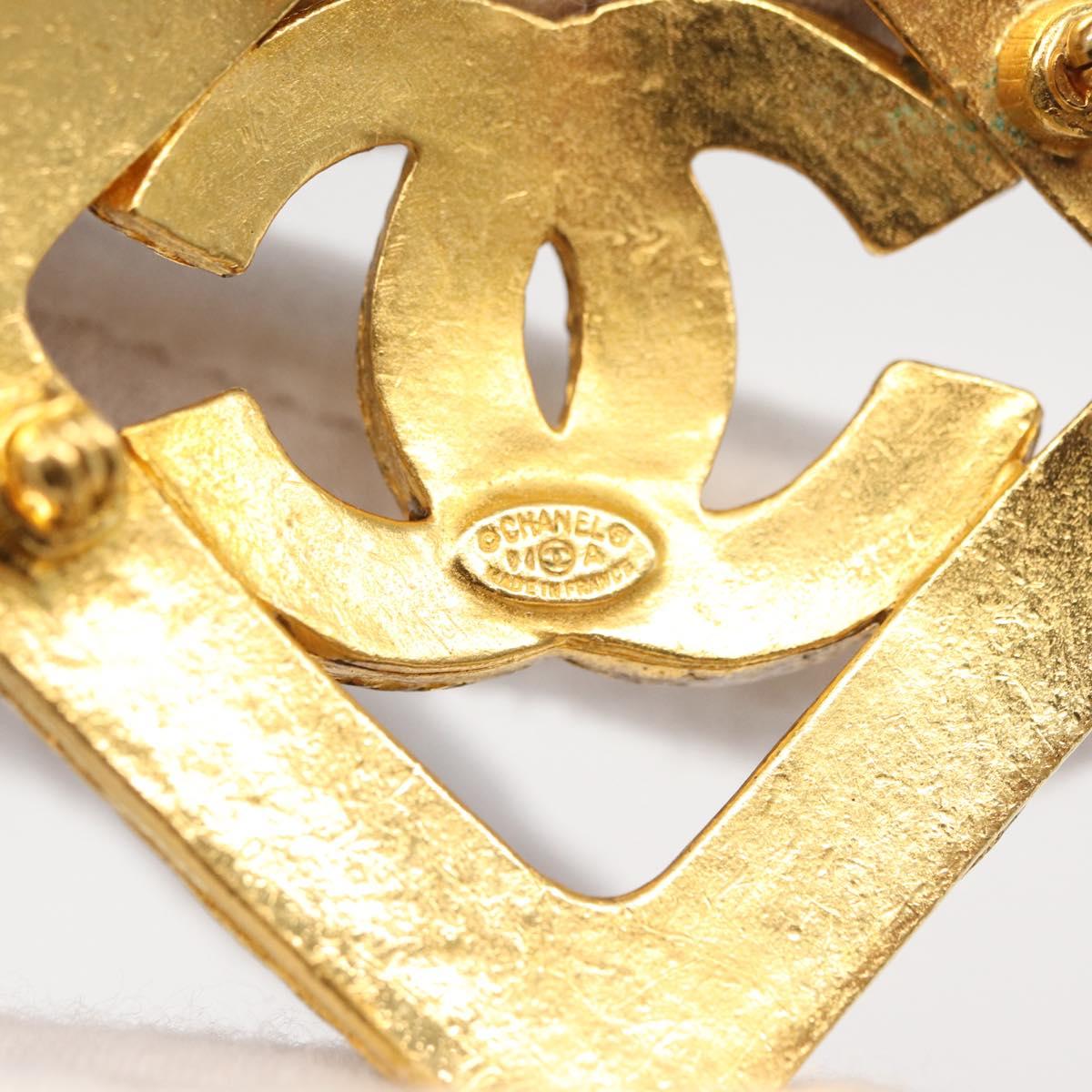 CHANEL Brooch metal Gold CC Auth ka1724V