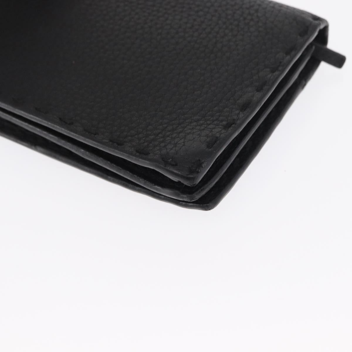 FENDI Celeria Long Wallet Leather Black Silver Auth ka1726