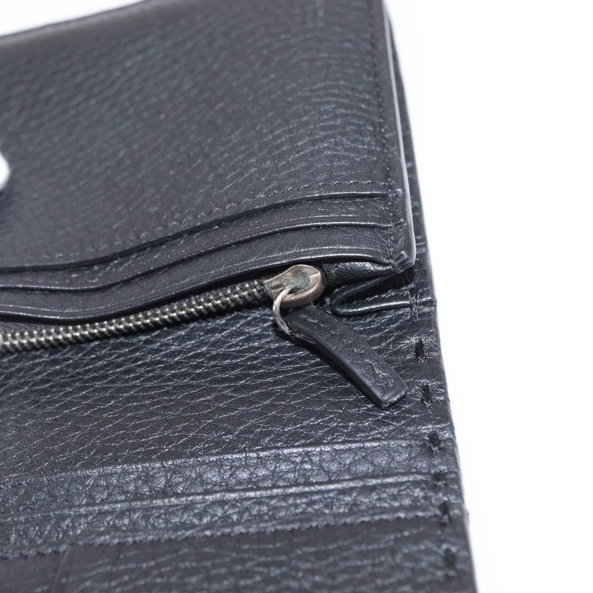 FENDI Celeria Long Wallet Leather Black Silver Auth ka1726