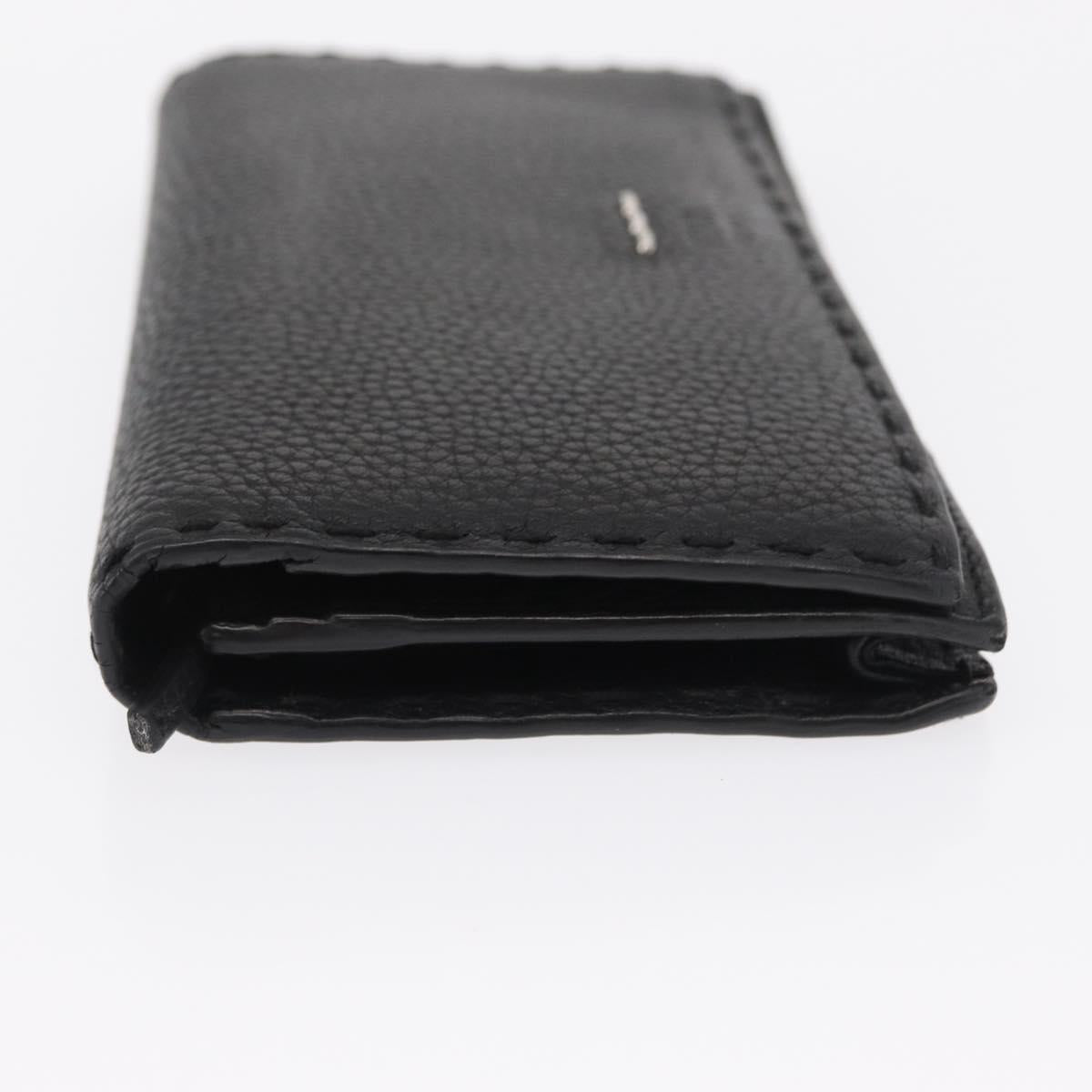 FENDI Celeria Long Wallet Leather Black Silver Auth ka1726