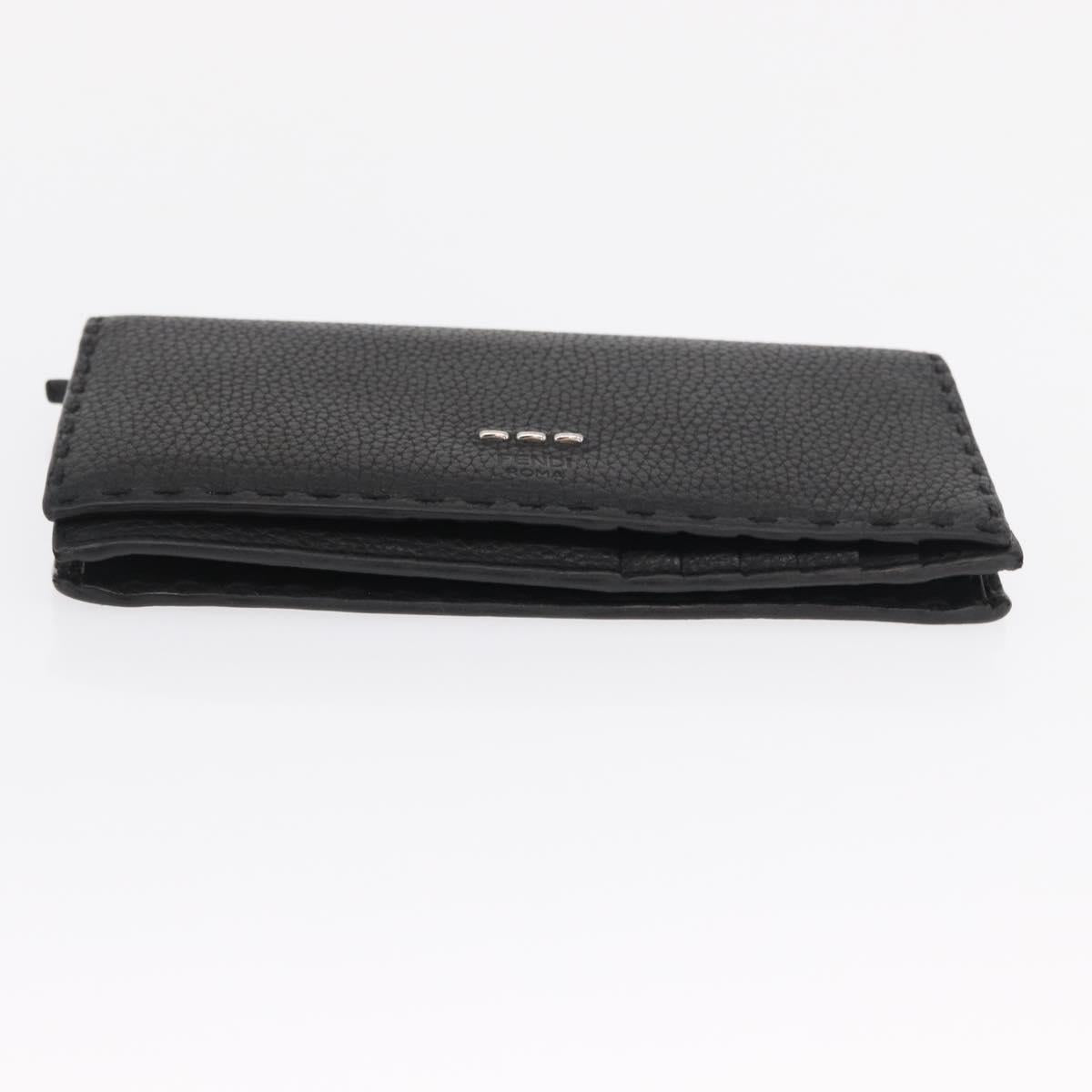 FENDI Celeria Long Wallet Leather Black Silver Auth ka1726