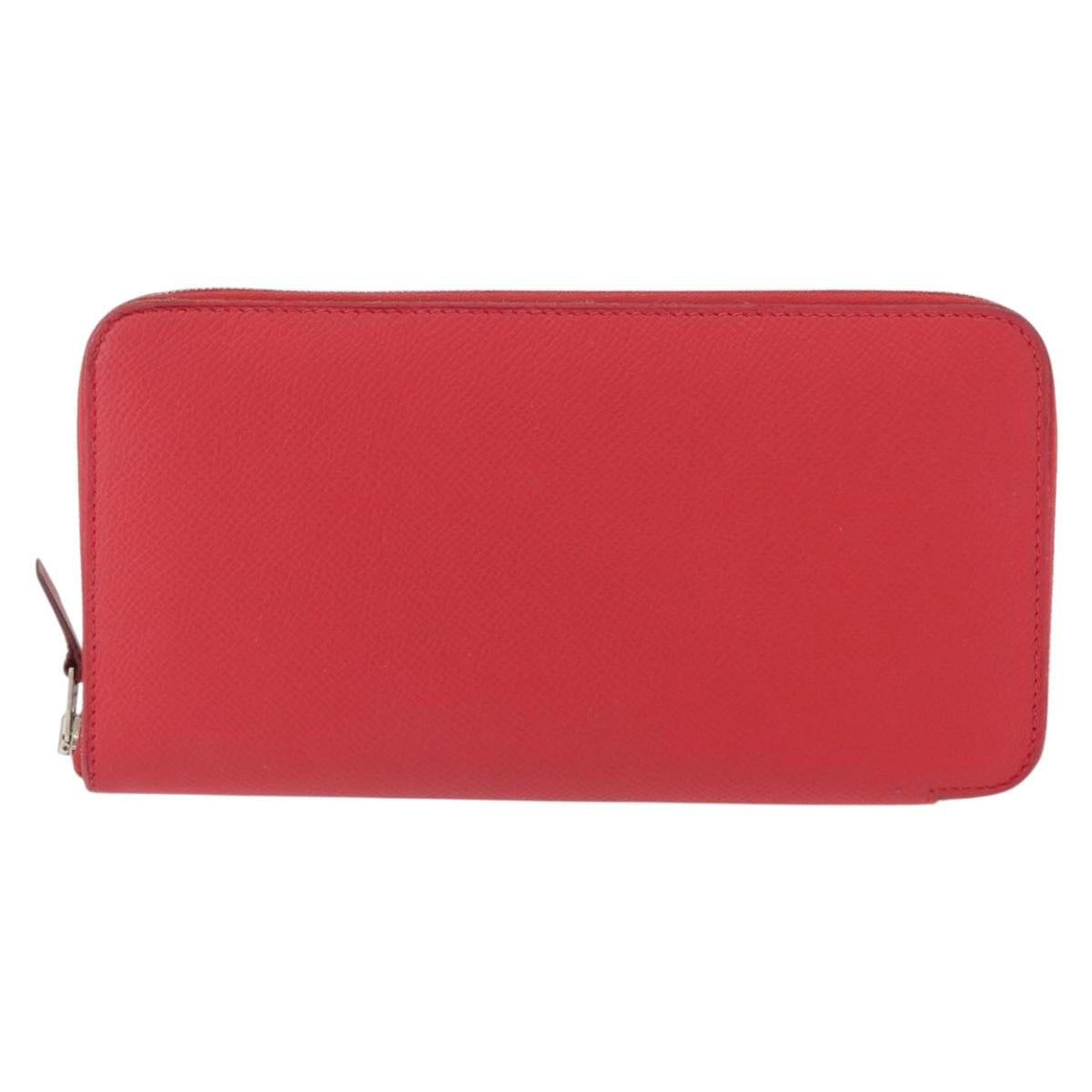 HERMES Azap Long Silk Inn Long Wallet Epsom Rose Azare Auth ka1727M
