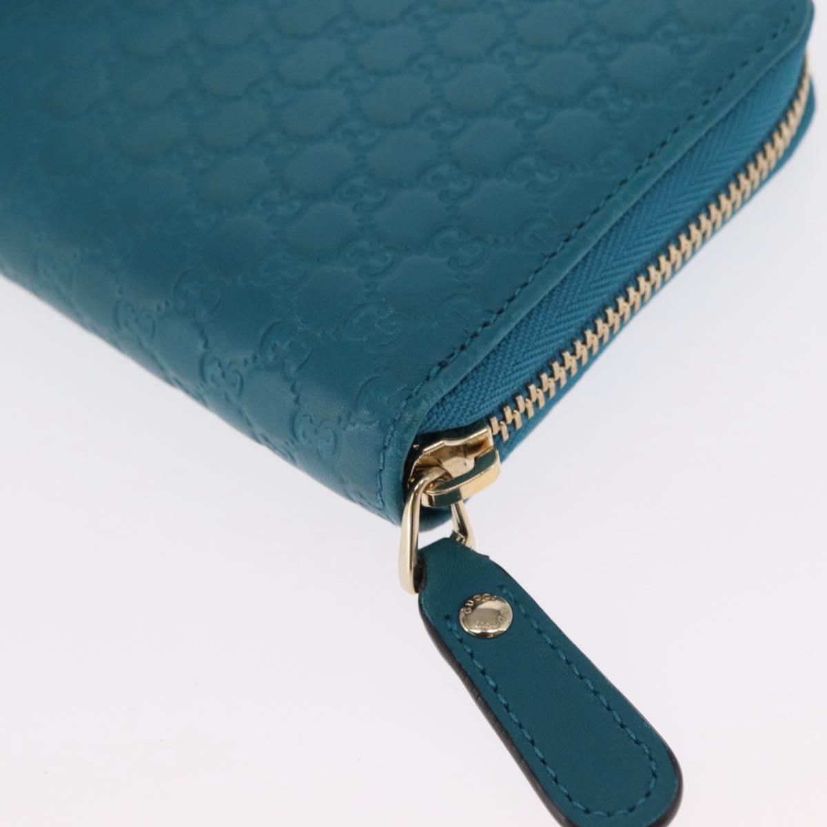 GUCCI Micro GG Guccissima Long Wallet Turquoise Blue Gold 449391 Auth ka1728V