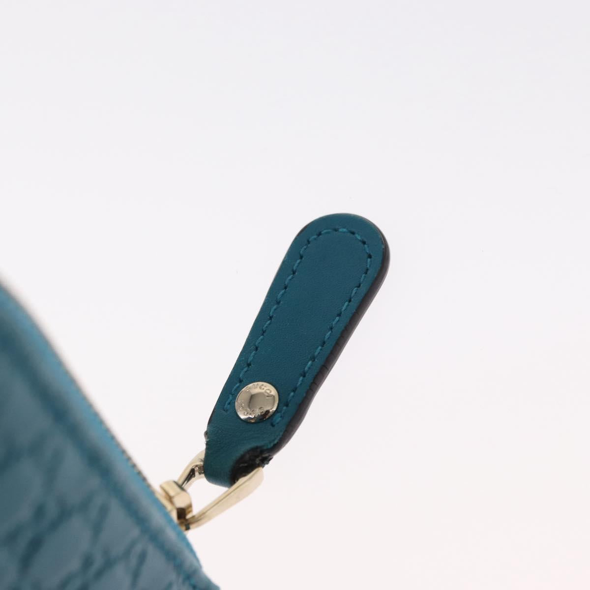 GUCCI Micro GG Guccissima Long Wallet Turquoise Blue Gold 449391 Auth ka1728V