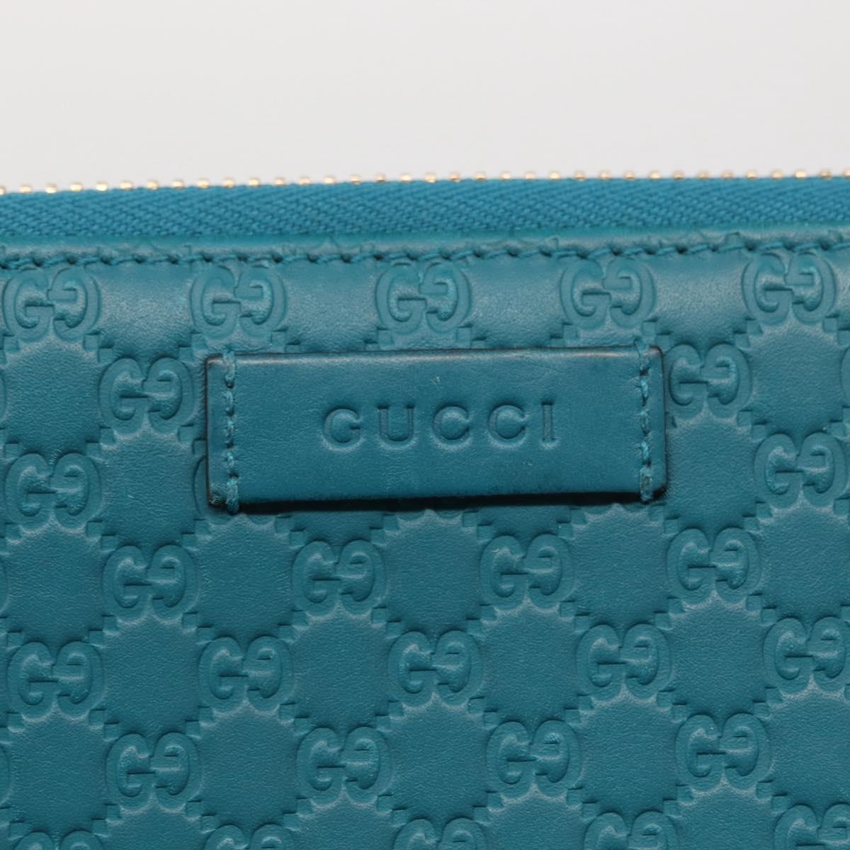 GUCCI Micro GG Guccissima Long Wallet Turquoise Blue Gold 449391 Auth ka1728V