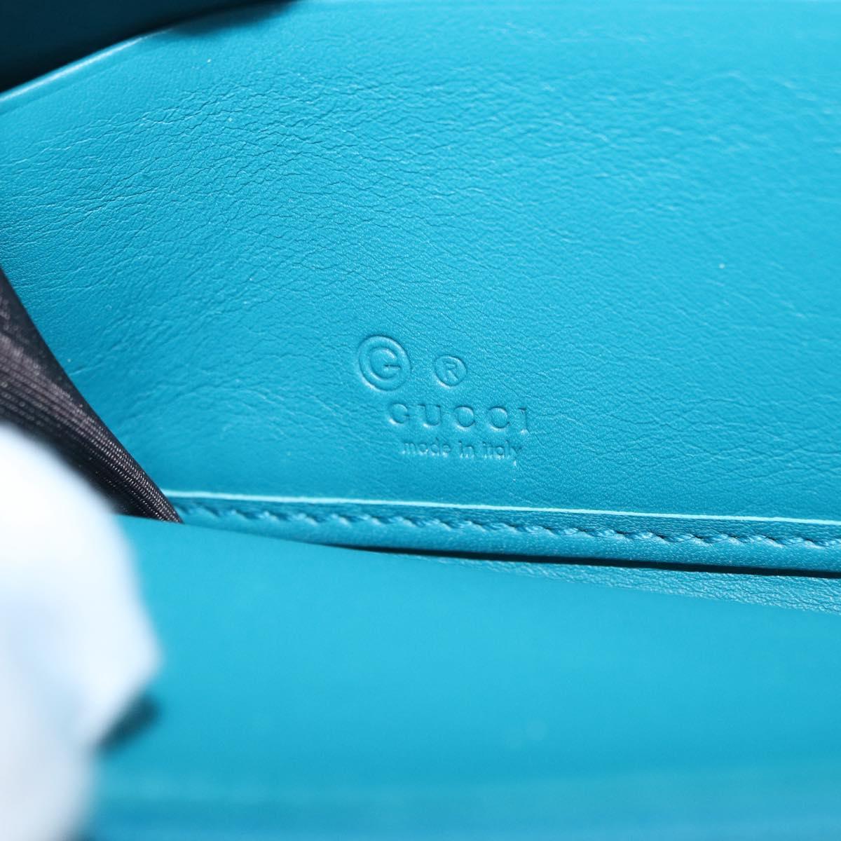 GUCCI Micro GG Guccissima Long Wallet Turquoise Blue Gold 449391 Auth ka1728V