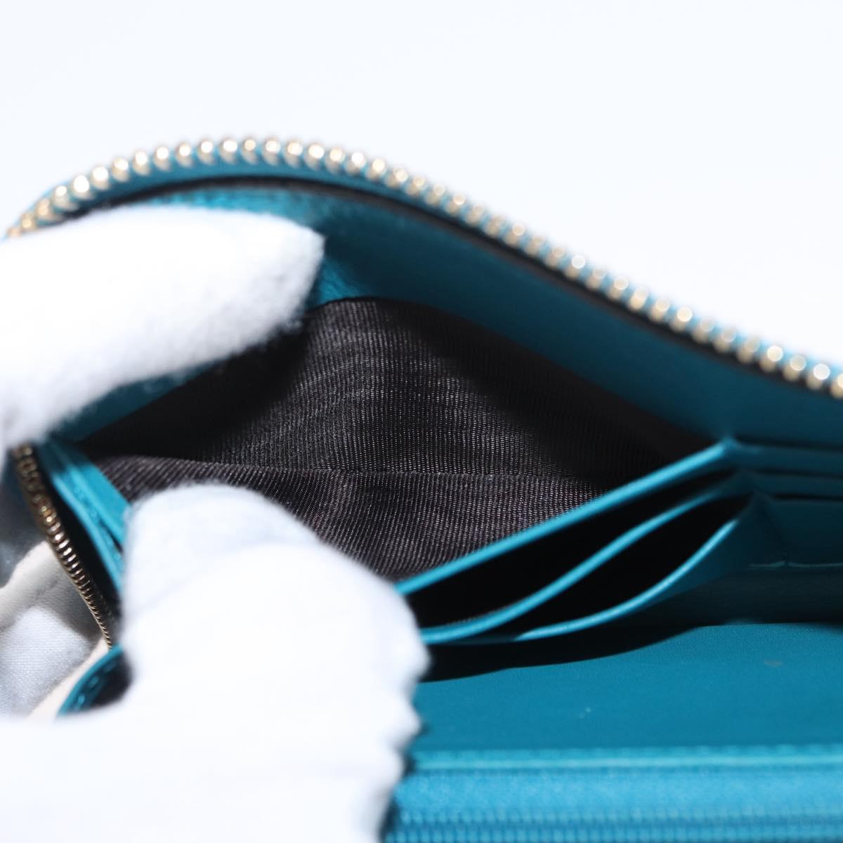 GUCCI Micro GG Guccissima Long Wallet Turquoise Blue Gold 449391 Auth ka1728V