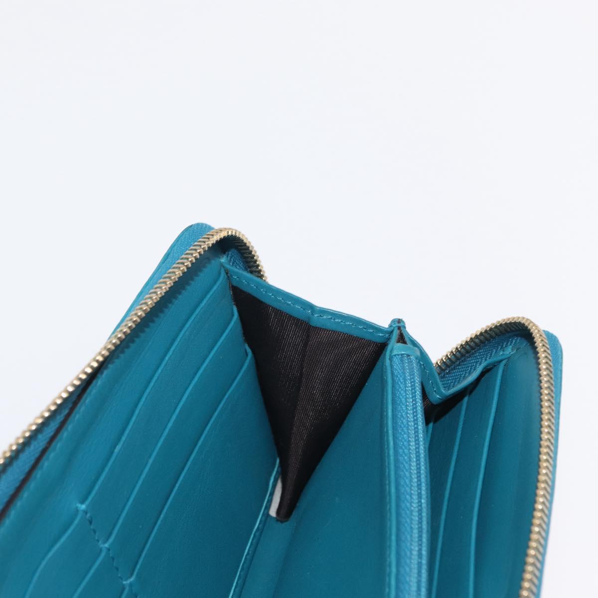 GUCCI Micro GG Guccissima Long Wallet Turquoise Blue Gold 449391 Auth ka1728V