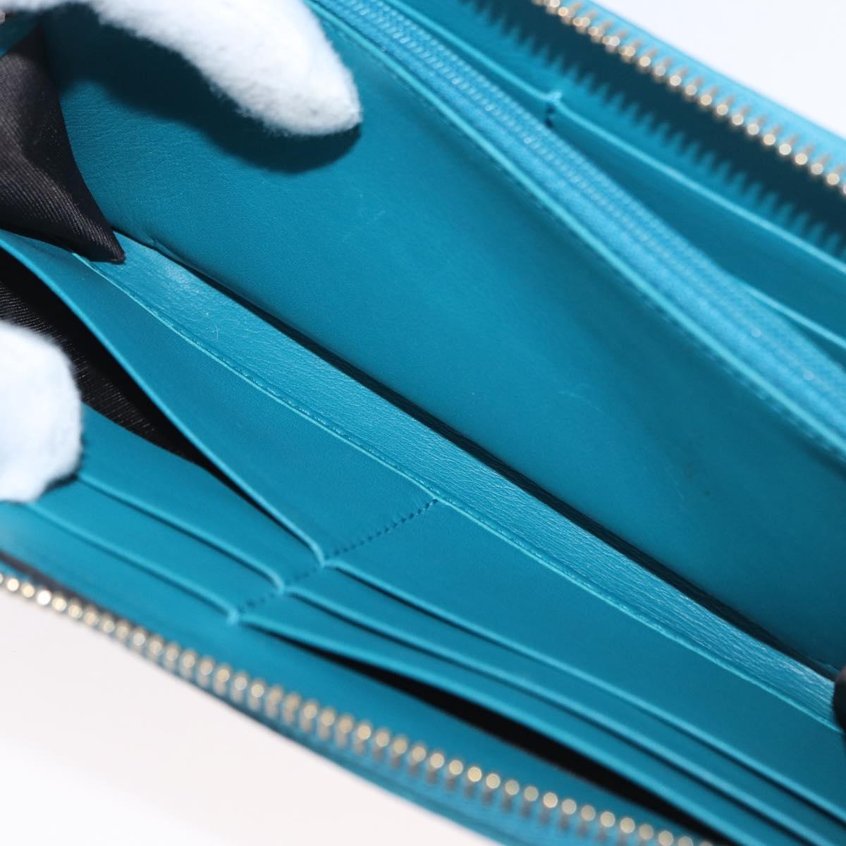 GUCCI Micro GG Guccissima Long Wallet Turquoise Blue Gold 449391 Auth ka1728V