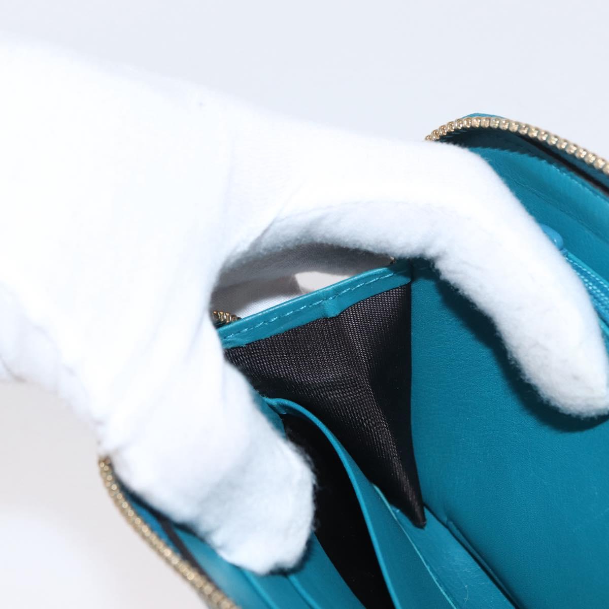 GUCCI Micro GG Guccissima Long Wallet Turquoise Blue Gold 449391 Auth ka1728V