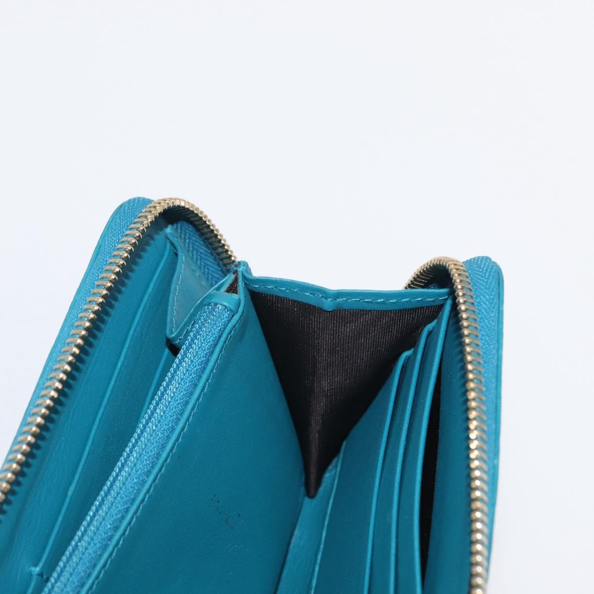GUCCI Micro GG Guccissima Long Wallet Turquoise Blue Gold 449391 Auth ka1728V