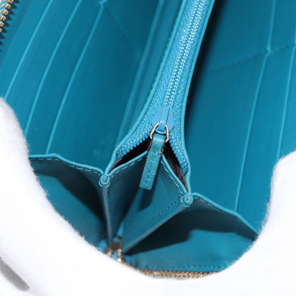 GUCCI Micro GG Guccissima Long Wallet Turquoise Blue Gold 449391 Auth ka1728V