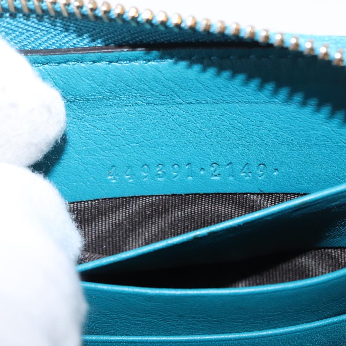 GUCCI Micro GG Guccissima Long Wallet Turquoise Blue Gold 449391 Auth ka1728V