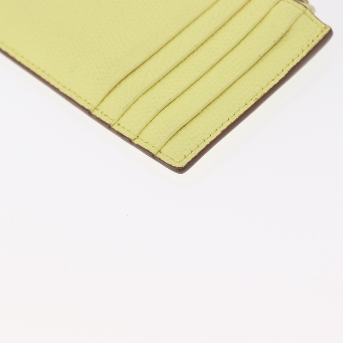 VALENTINO Coin Purse Leather Gold Yellow Auth ka1733