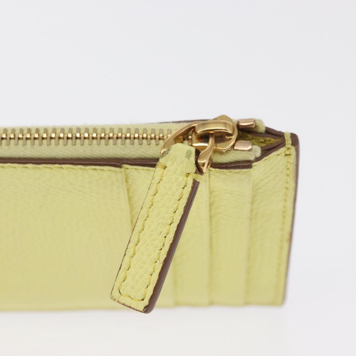 VALENTINO Coin Purse Leather Gold Yellow Auth ka1733