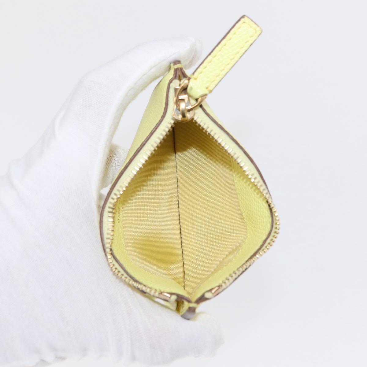 VALENTINO Coin Purse Leather Gold Yellow Auth ka1733