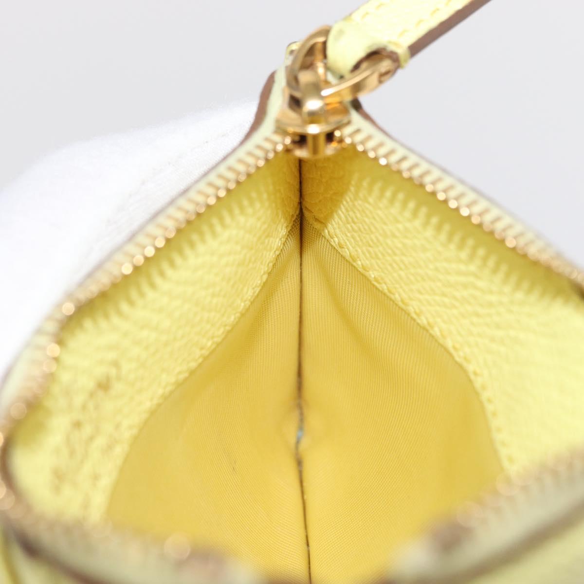 VALENTINO Coin Purse Leather Gold Yellow Auth ka1733