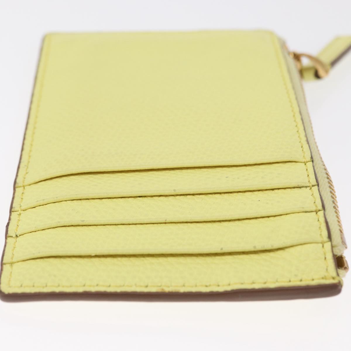 VALENTINO Coin Purse Leather Gold Yellow Auth ka1733