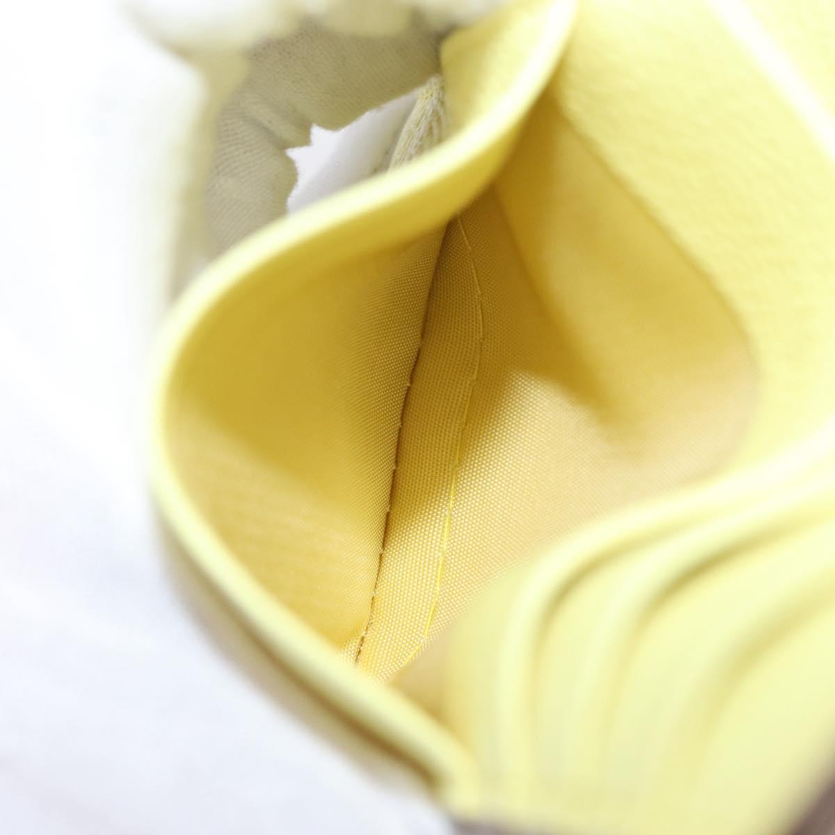 VALENTINO Coin Purse Leather Gold Yellow Auth ka1733