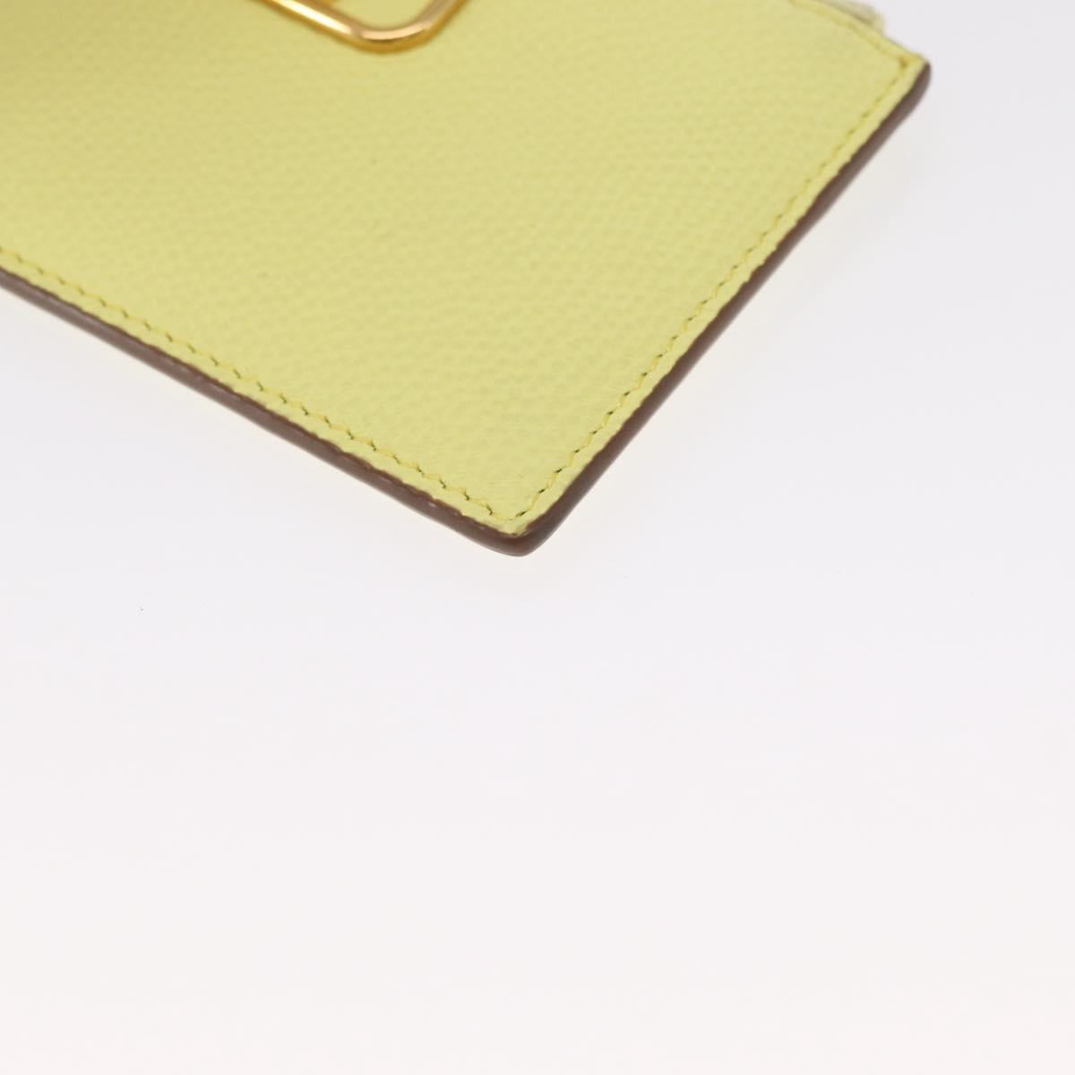 VALENTINO Coin Purse Leather Gold Yellow Auth ka1733