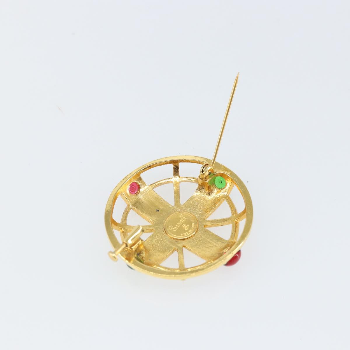 CHANEL Brooch metal Gold CC Auth ka1735