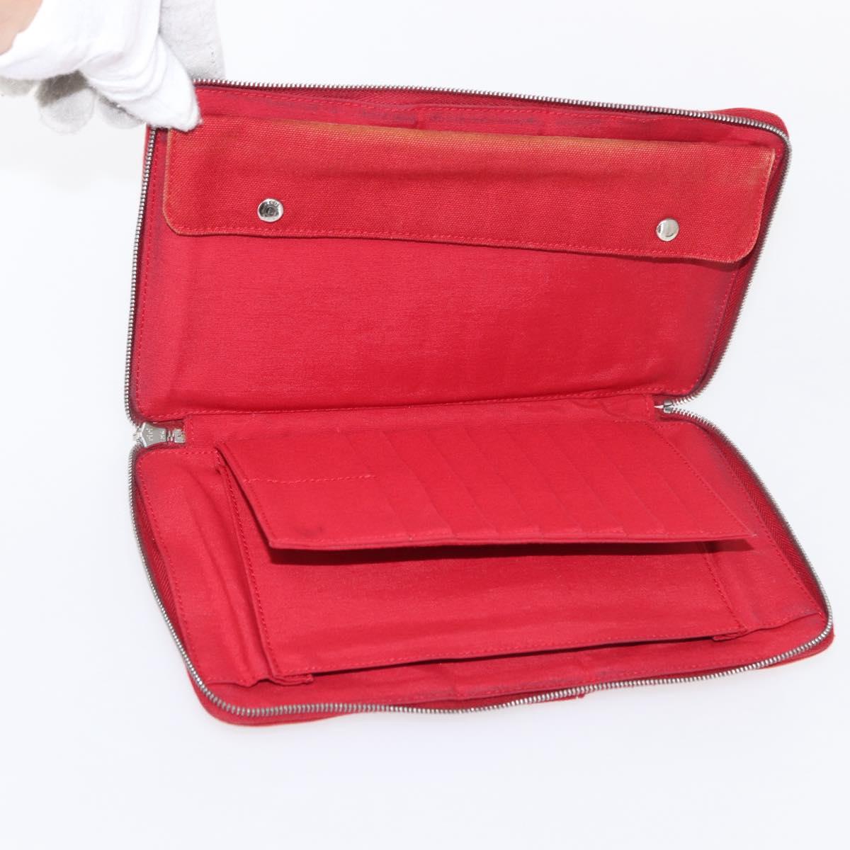 LOUIS VUITTON Hermes Epi Wallet Canvas 2 Set Red Green LV Auth ka174