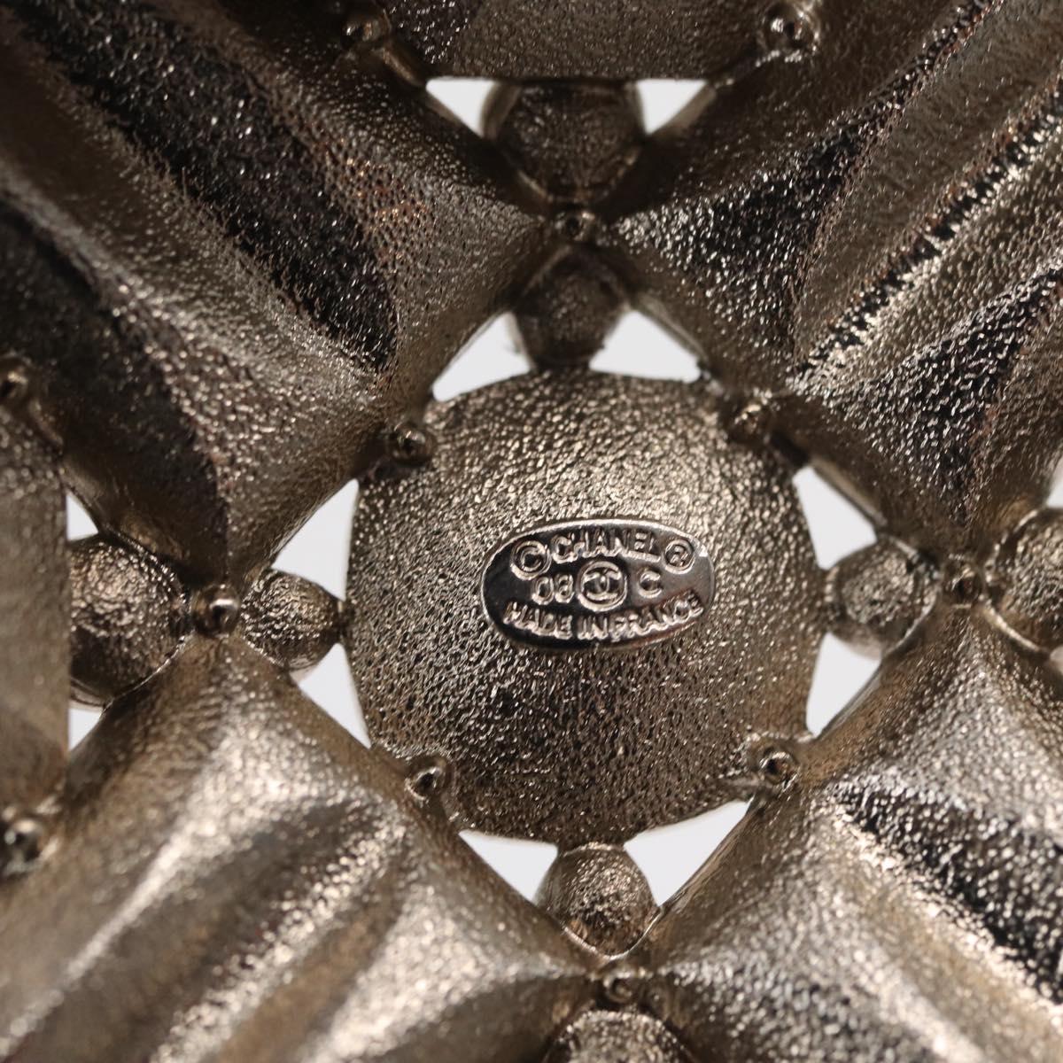 CHANEL Rhinestone Brooch metal Silver CC Auth ka1740V