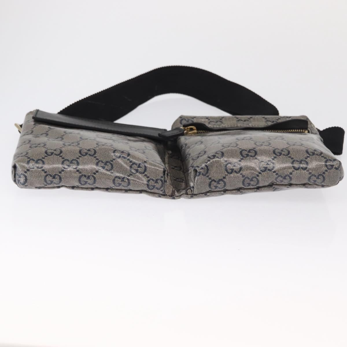 GUCCI GG Crystal Waist bag Coated Canvas Black Gold 28566 Auth ka1745