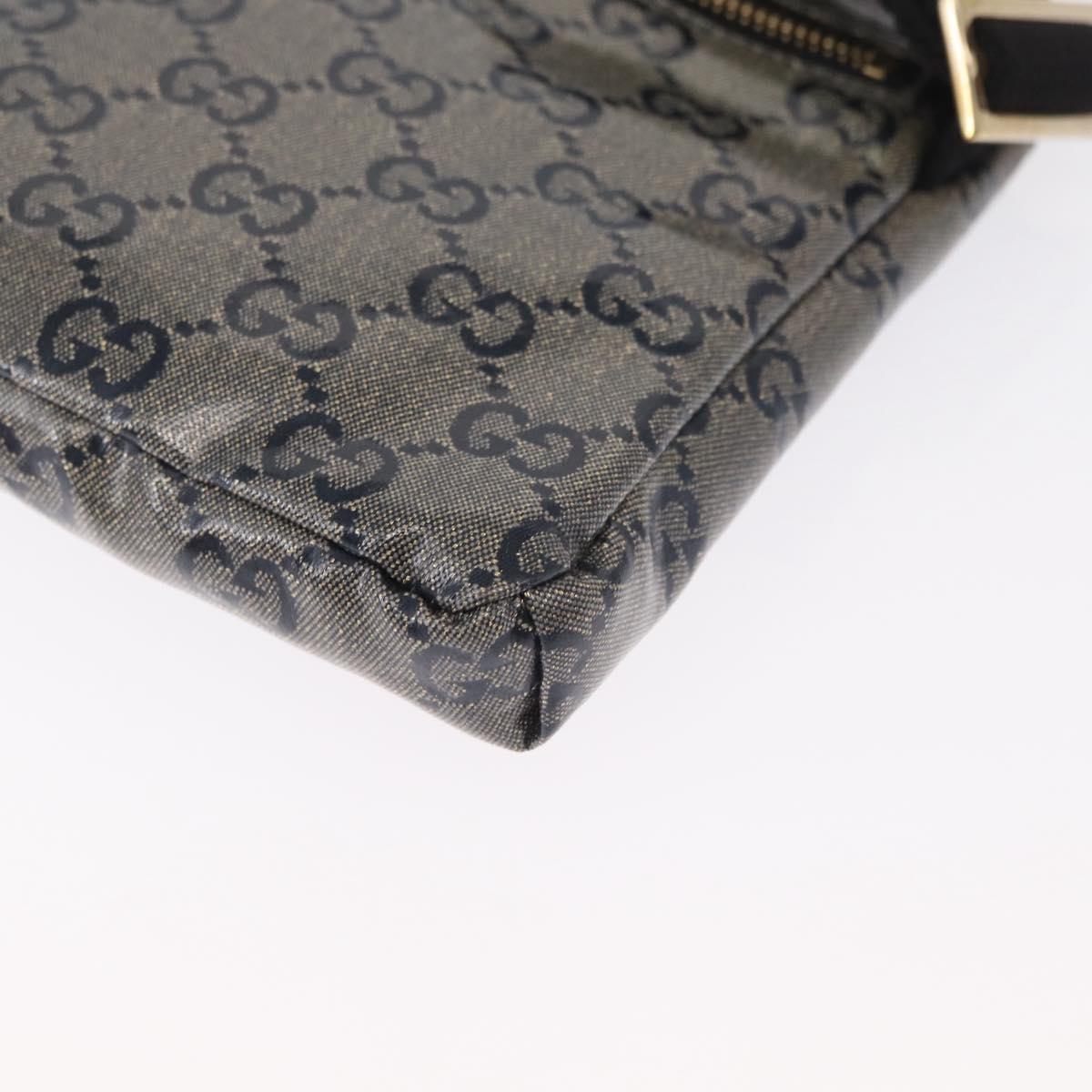 GUCCI GG Crystal Waist bag Coated Canvas Black Gold 28566 Auth ka1745