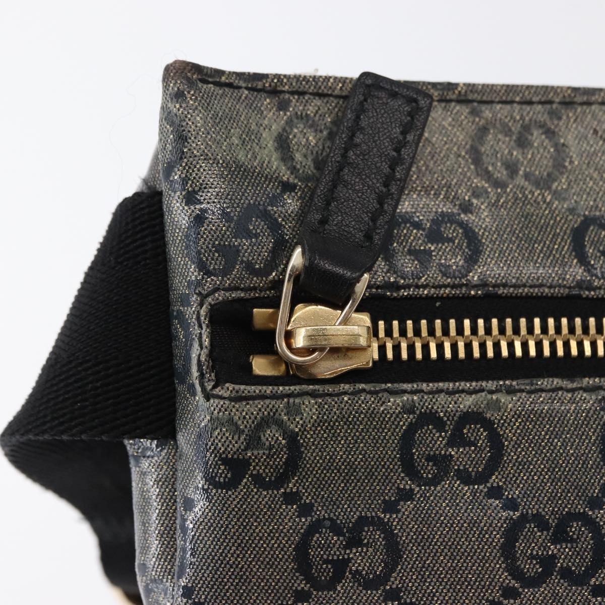 GUCCI GG Crystal Waist bag Coated Canvas Black Gold 28566 Auth ka1745