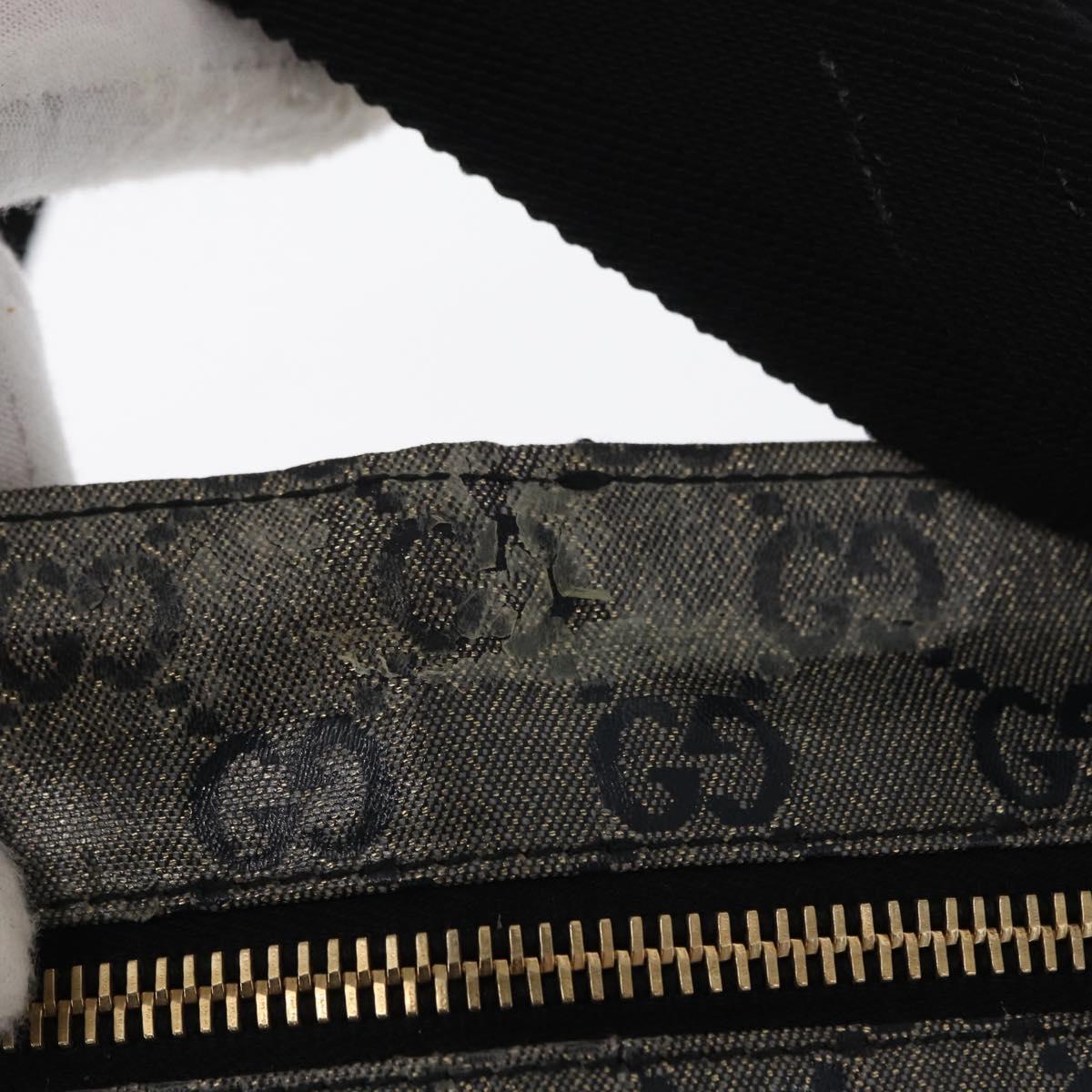GUCCI GG Crystal Waist bag Coated Canvas Black Gold 28566 Auth ka1745