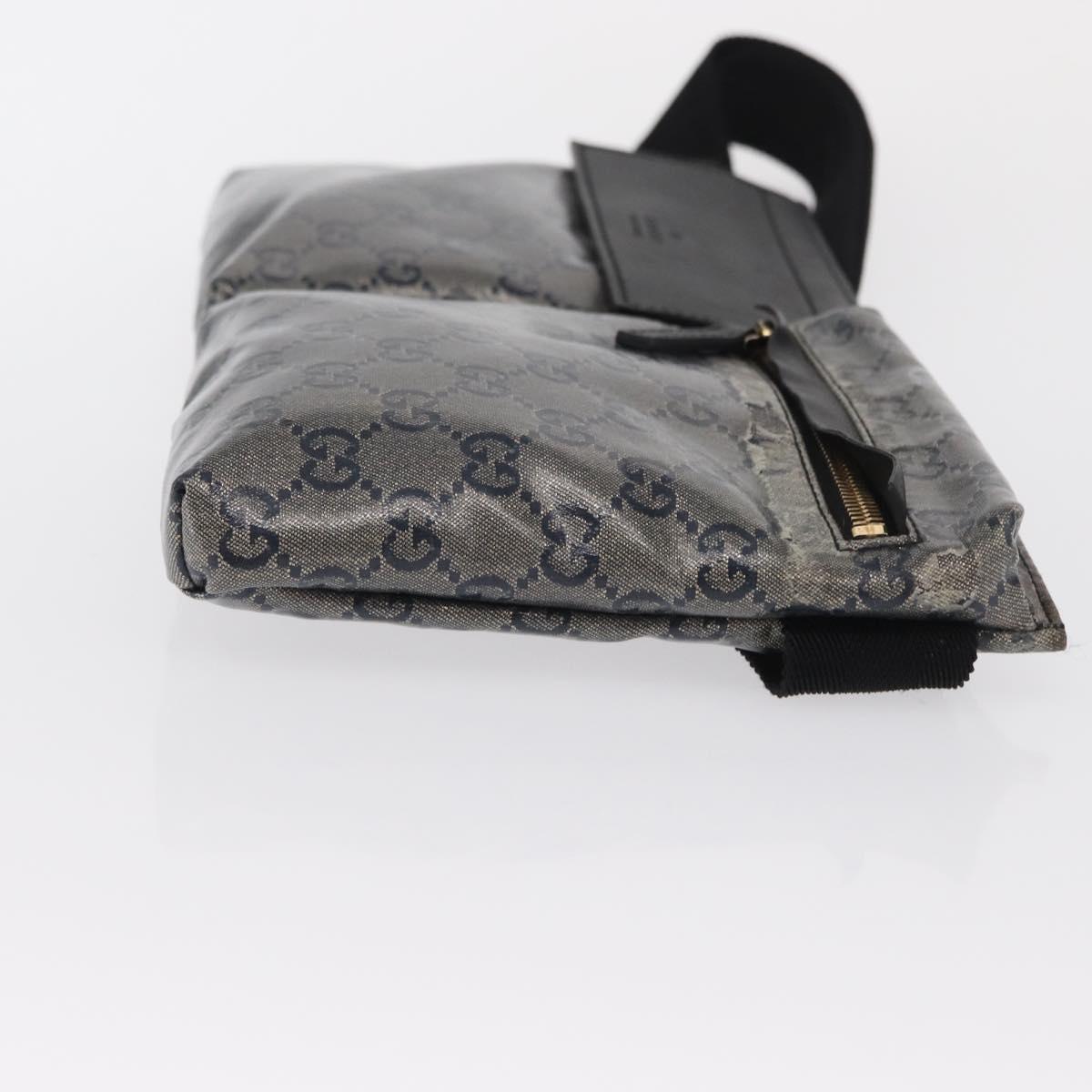 GUCCI GG Crystal Waist bag Coated Canvas Black Gold 28566 Auth ka1745