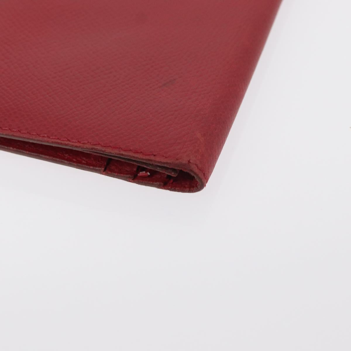 HERMES Bean Wallet Leather Red Auth ka175