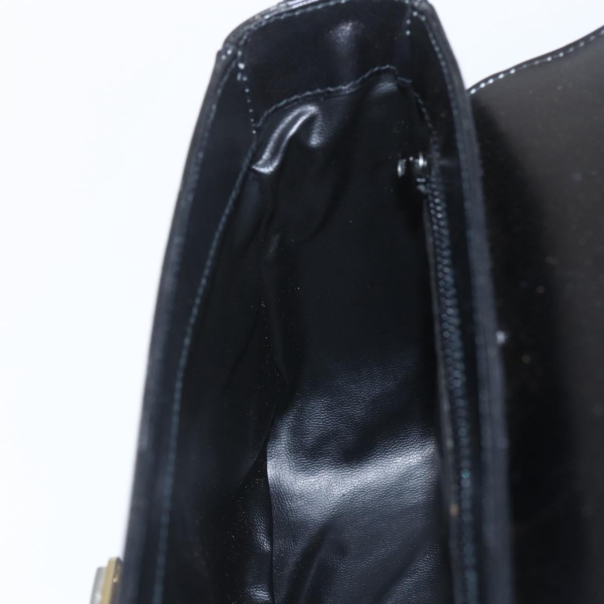 CELINE Horse Carriage Shoulder Bag Leather Black Gold Auth ka1751