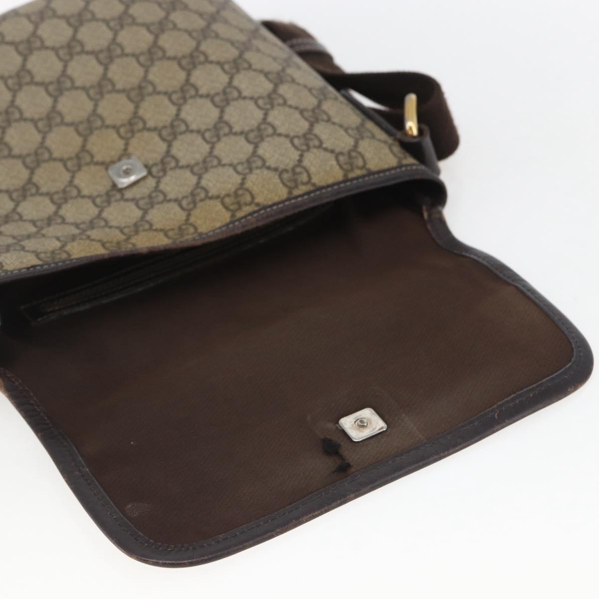 GUCCI GG Supreme Shoulder Bag PVC Leather Beige Gold 223666 Auth ka1755