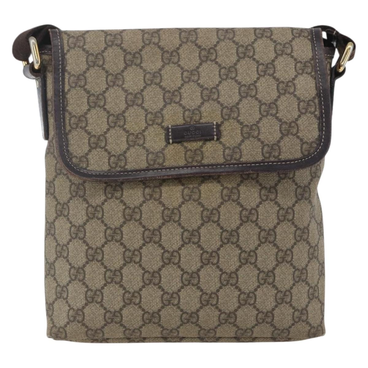 GUCCI GG Supreme Shoulder Bag PVC Leather Beige Gold 223666 Auth ka1755