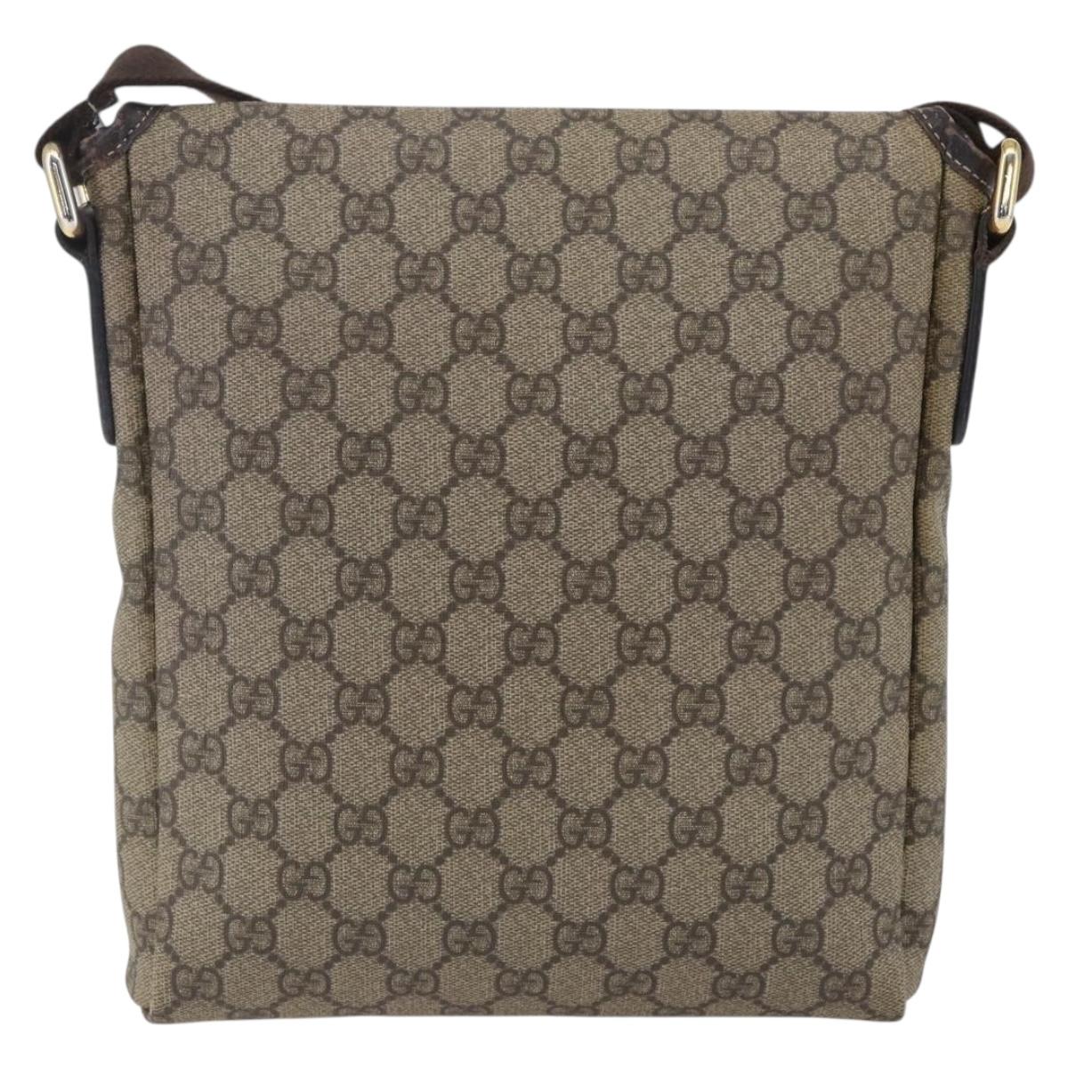 GUCCI GG Supreme Shoulder Bag PVC Leather Beige Gold 223666 Auth ka1755