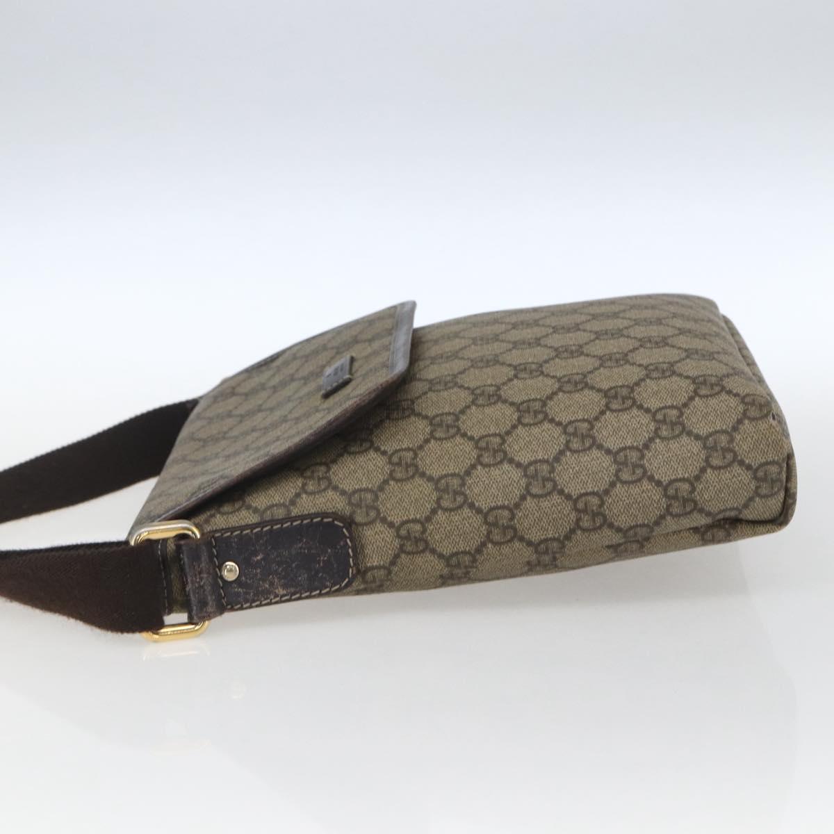 GUCCI GG Supreme Shoulder Bag PVC Leather Beige Gold 223666 Auth ka1755
