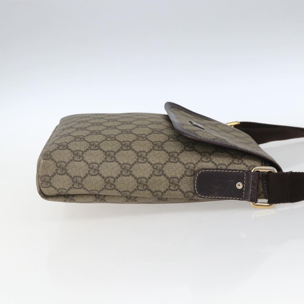GUCCI GG Supreme Shoulder Bag PVC Leather Beige Gold 223666 Auth ka1755