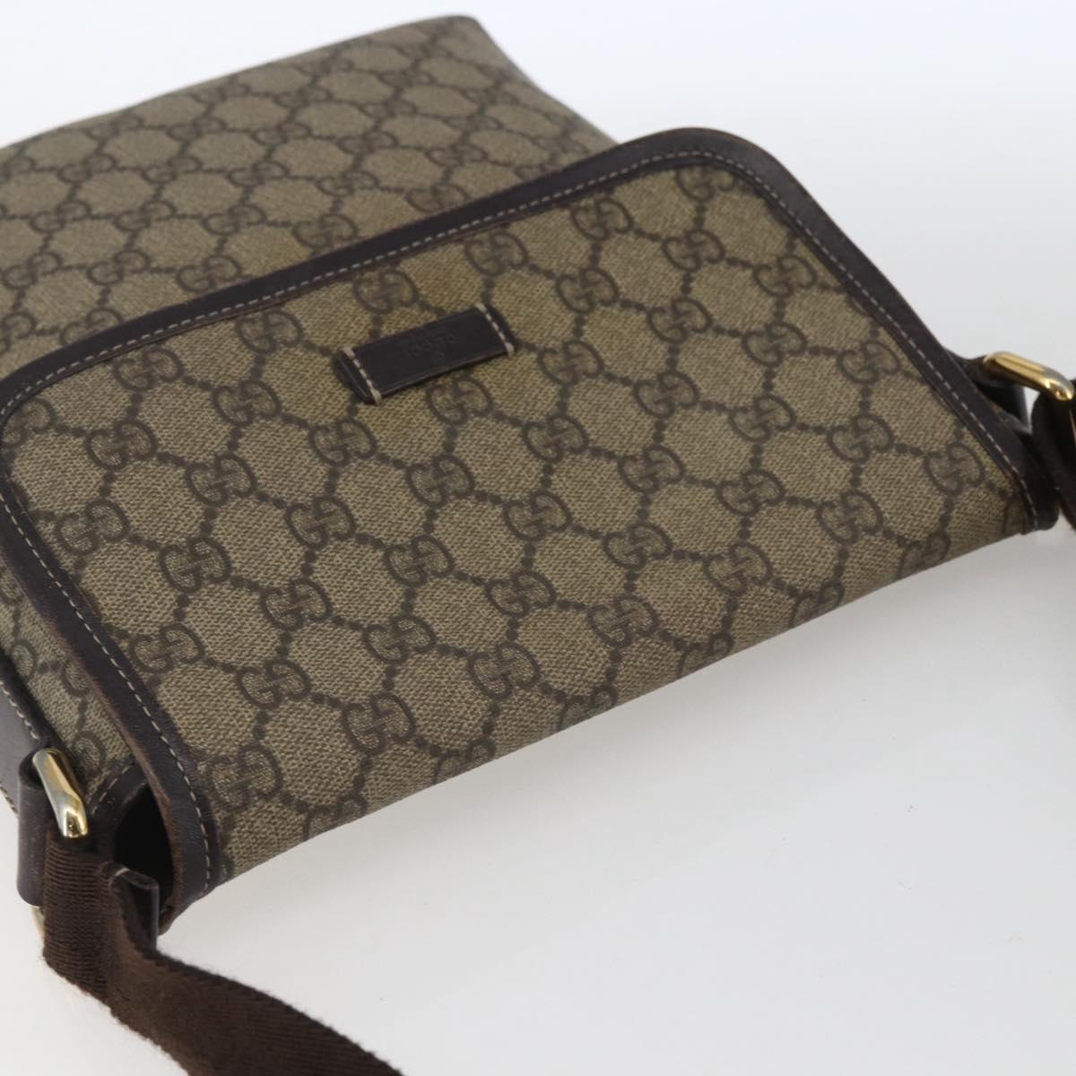 GUCCI GG Supreme Shoulder Bag PVC Leather Beige Gold 223666 Auth ka1755