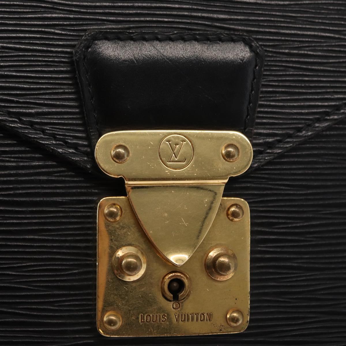 LOUIS VUITTON Epi Porte Documents Senateur Briefcase Black M54452 LV Auth ka1760