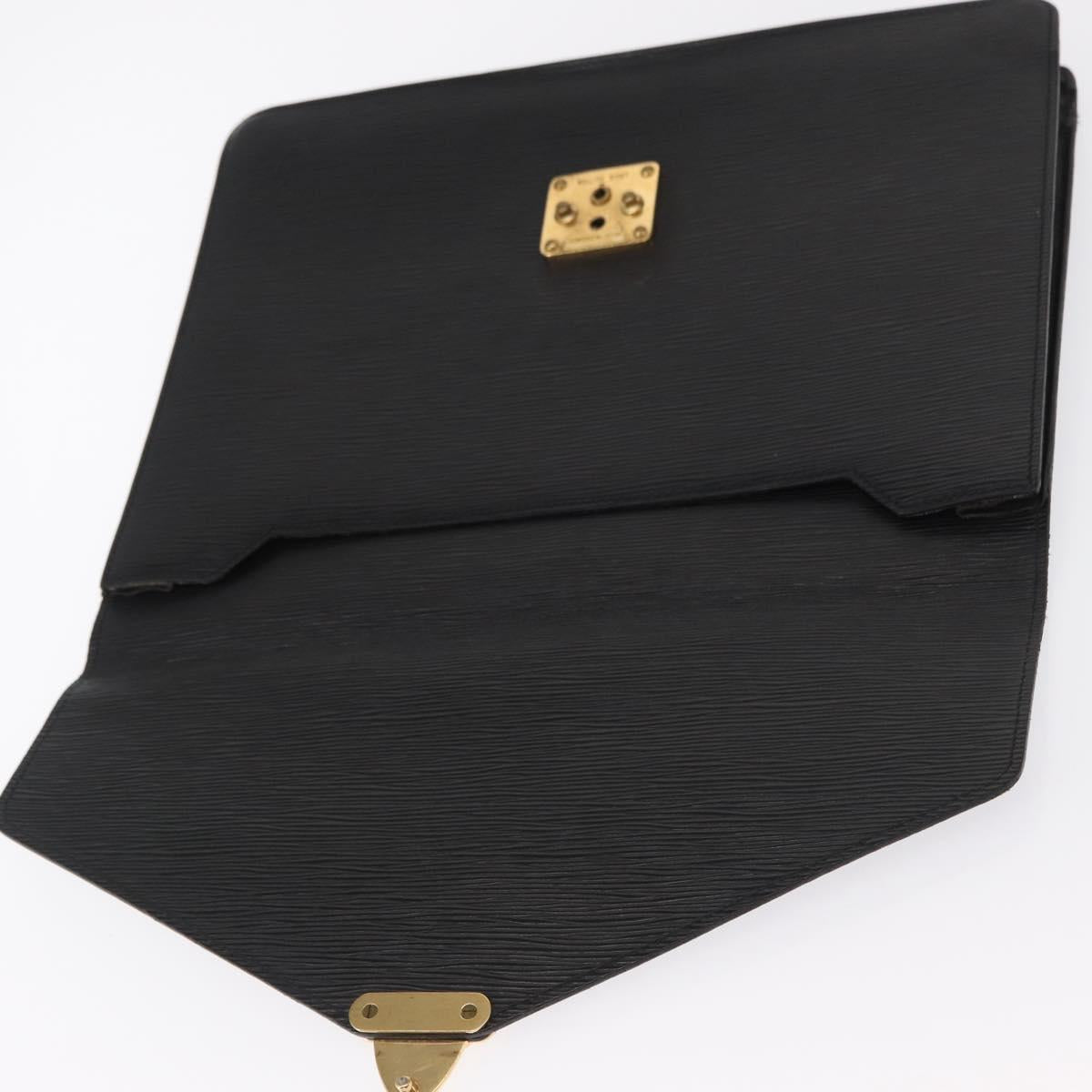 LOUIS VUITTON Epi Porte Documents Senateur Briefcase Black M54452 LV Auth ka1760